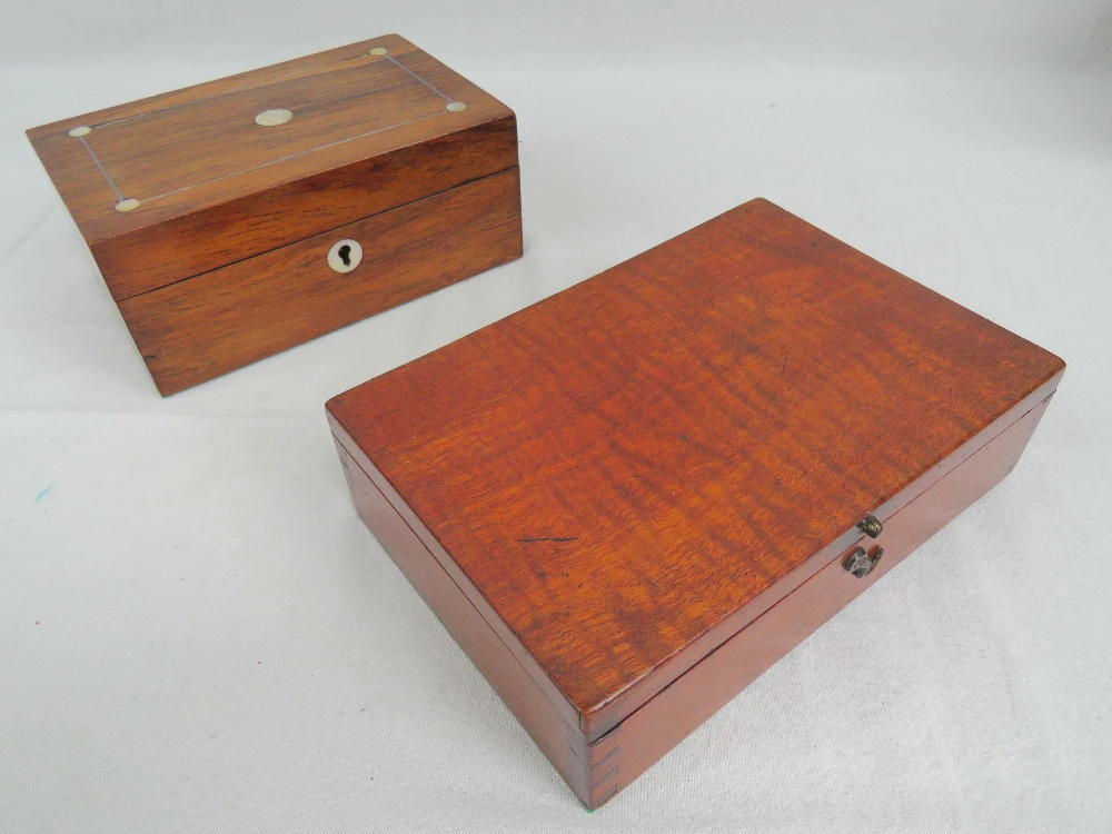 A walnut work box of small proportions o