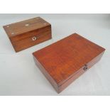 A walnut work box of small proportions o