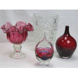 A pressed clear glass Lily vase, 25cm hi