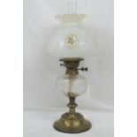 A Youngs glass and brass oil lamp with s