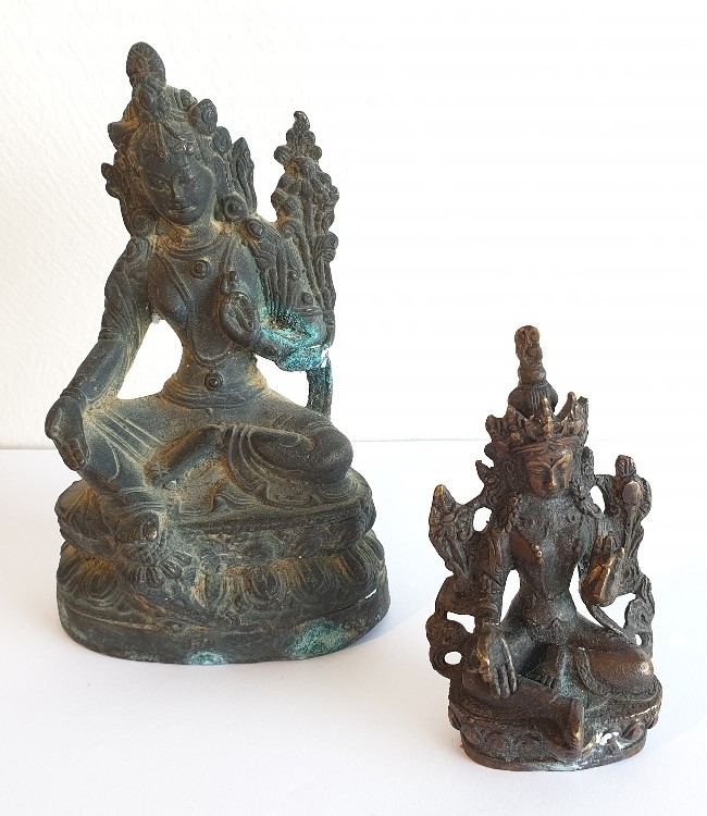 Two small bronzed brass Indian deity fig - Image 6 of 13