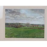 Watercolour on card; rural view of North