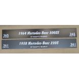 A pair of race used fibreboard St Marys Trophy racing signs for Mercedes;