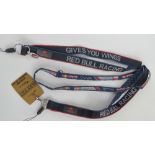 Three Red Bull Racing lanyards including Monaco 2013, and a Silverstone 'Golden Ticket'.