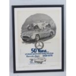 A 1976 Mercedes Benz advertising poster '50 Years of Classic Sports and Racing Cars 1926-1976',