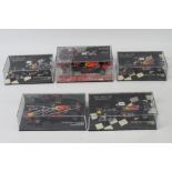 Five 1:43 scale Minichamps F1 Red Bull racing cars; Mark Webber 2009 (signed),