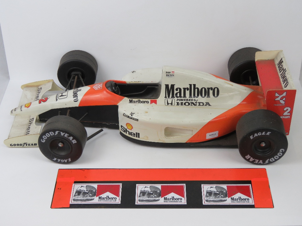 A Rare Marlboro Cigarettes newsagent's advertising scale model Marlboro Honda F1 racing car c1980s