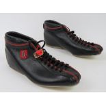 A pair of c1960s leather heeled black lace-up 'Race Mark' racing boots by Performance Products,