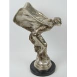 A fine 20th century cast metal oversized figurine of Spirit of Ecstasy as designed by Charles