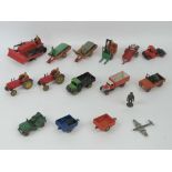 Dinky Toys - Farm & Agricultural Vehicles c1940s-1950s; including Landrovers, Jeep, trailers,
