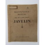 Jowett "Javelin" - A scarce original manufacturer's Maintenance Manual c1948;