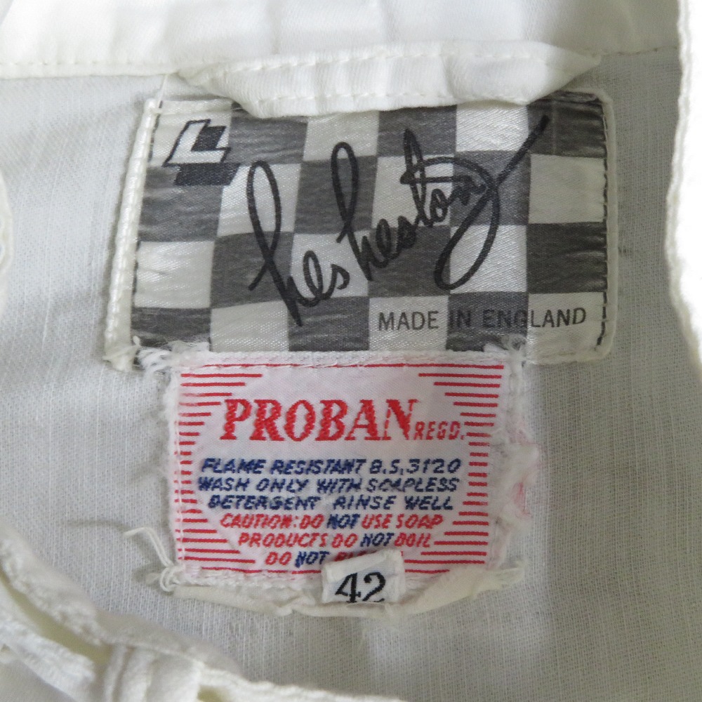 A set of white ground Les Leston vintage race overalls (for 42 chest), - Image 2 of 2