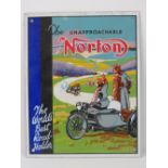 A reproduction enamelled heavy metal Norton advertising sign, 'The World Best Road Holder', 25.