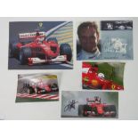 Four Ferrari driver signed photocards; Sebastien Vettel (x3) and Ruben Barrichello.