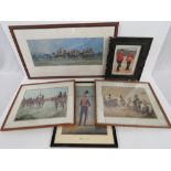 A quantity of military themed prints including; East and West Surrey Guards, Lancers 1854,