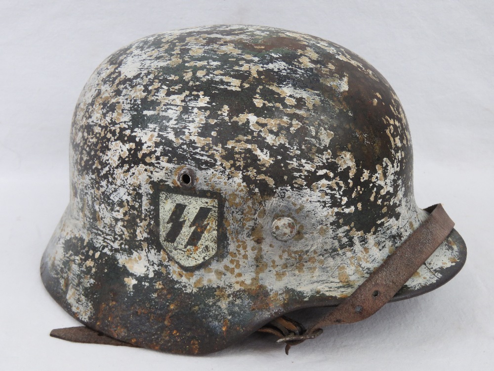 A German M35 SS helmet having two decals upon, in worn condition, - Image 3 of 4