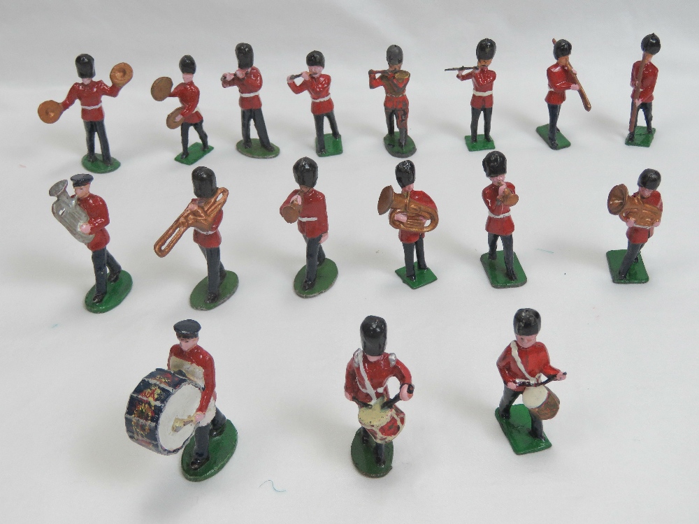 A Wend-Al hand painted aluminium marching band. Sixteen figures plus another similar.