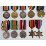 Three WWI medal pairs each being 1914-18 Service medal and 1914-19 Great War for Civilisation medal