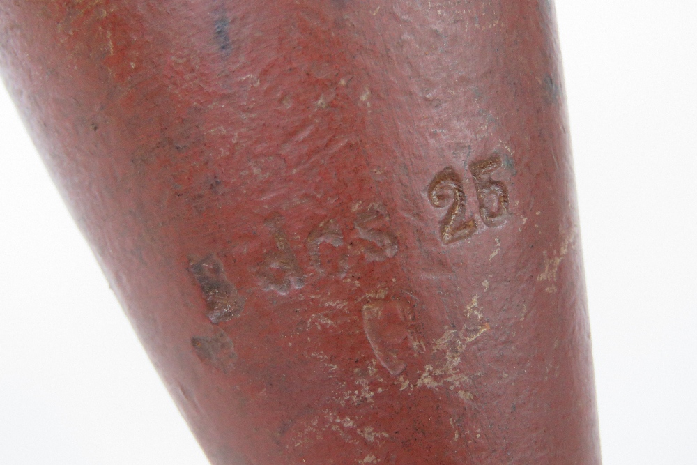 An inert WWII German 8cm mortar dated 1944 with a Bakelite fuse dated 1943. - Image 2 of 3