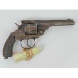 A deactivated Spanish copy of a Smith and Wesson .32 S&W Calibre No 3 model revolver.