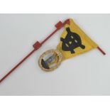 A WWII German Mine Sweeper badge having makers mark upon. Together with a pennant flag.