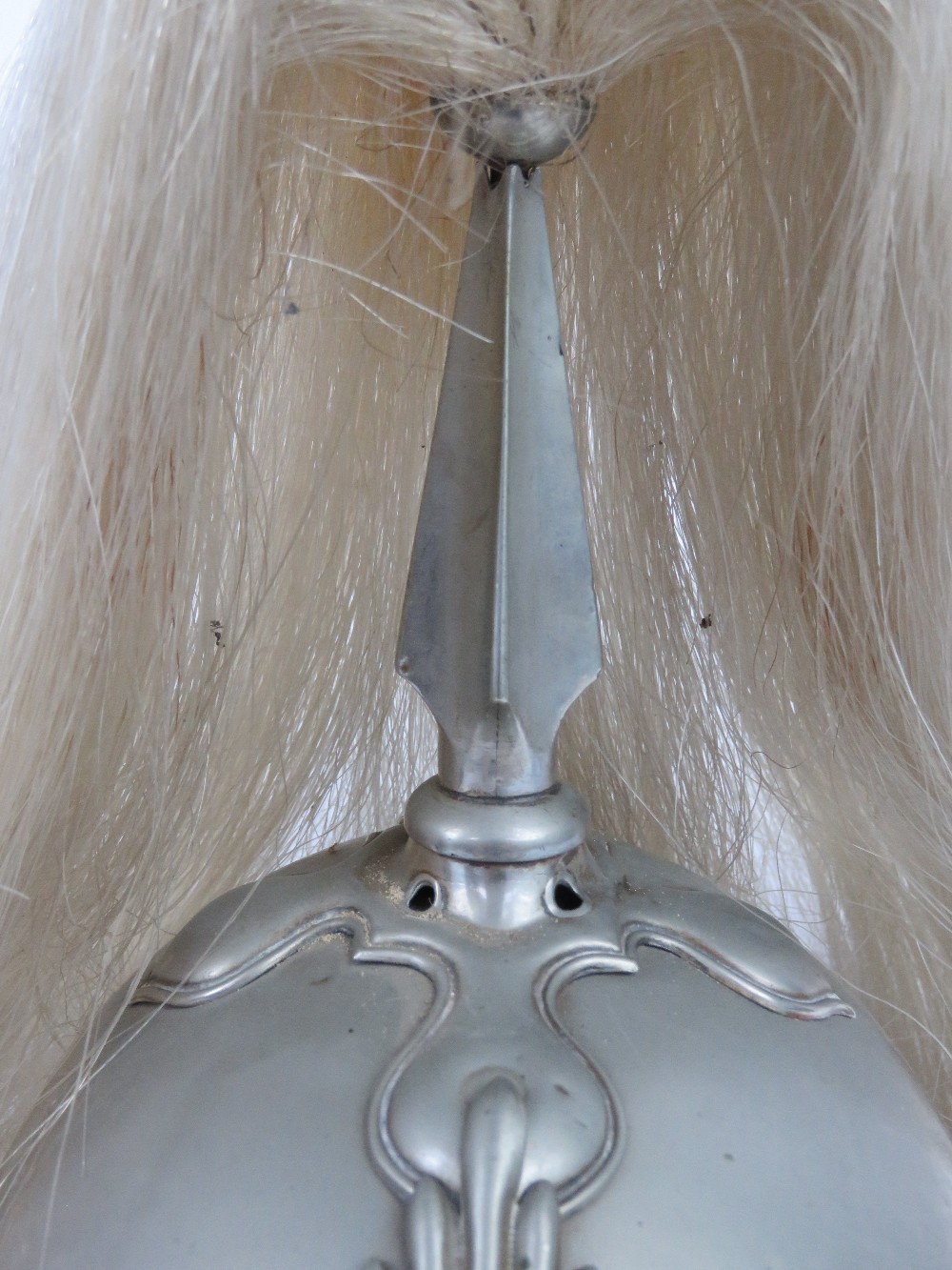 A 19th century silvered polished steel Hampshire Yeomanry helmet with white horsehair plume, - Image 3 of 8