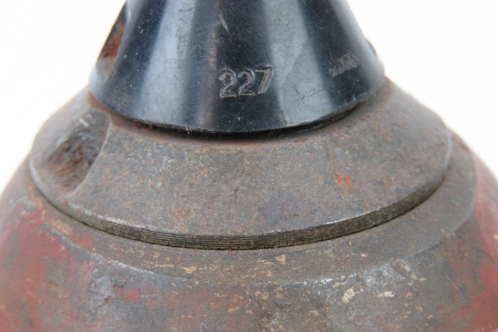 An inert WWII German 8cm mortar dated 1944 with a Bakelite fuse dated 1943. - Image 3 of 3