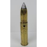 A rare inert British Military Royal Navy 1" Nordenfelt round with armour piercing tipped projectile,