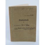 A Third Reich studends MPEA Identification book with photograph and entries from 1935 - 1939 marked