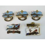 Five Soviet Submariners Crew badges from K Class submarines including the K-480 Snow Leopard.