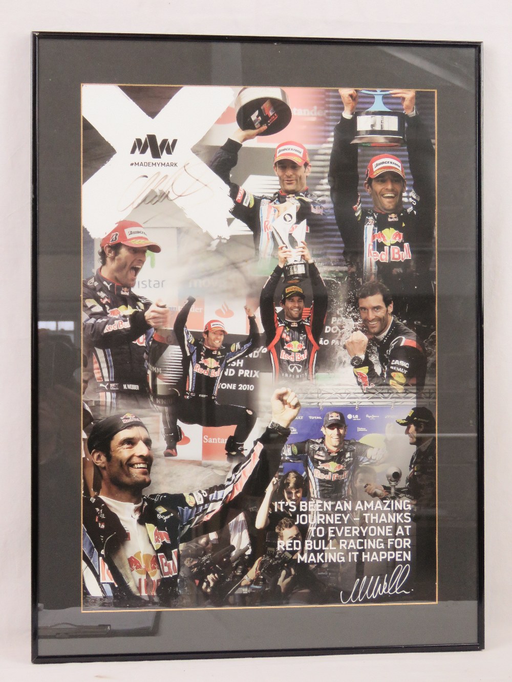 A Mark Webber Farewell poster signed top