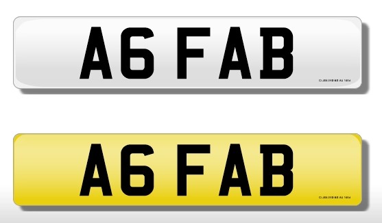 Registration Plate 'A6 FAB' on retention