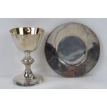 A delightful HM silver Victorian communion set comprising chalice with gilded interior and wafer