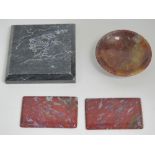 Two polished rouge marble plates each me