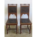 A good pair of Victorian high back oak f