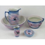 A c1930s wash jug and bowl set complete