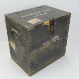 A WWII German Flak 18 powder case, dated 1944, having German stencilling and packing labels upon.