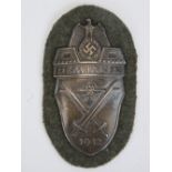 A WWII German Demyansk Shield military decoration awarded to military personnel who fought in the