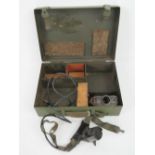 A rare WWII German Flak / Artillery Officers Bakelite head torch in case with spare bulbs,