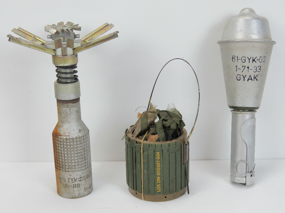 A Soviet PTab cluster bomb, Hungarian Gyak grenade,