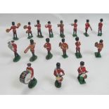 A Wend-Al hand painted aluminium marching band. Sixteen figures plus another similar.