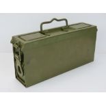 A WWII German MG34, MG42 early pattern ammunition can, dated 1943 and having double hinged lid,