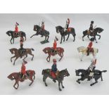 A quantity of assorted mounted Britains military figurines. Ten items.