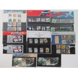 Seven Royal Mail mint presentation pack stamps with matching stamp sets; 'World Cup',