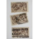 Three King George V half crown stamps 1913 used.