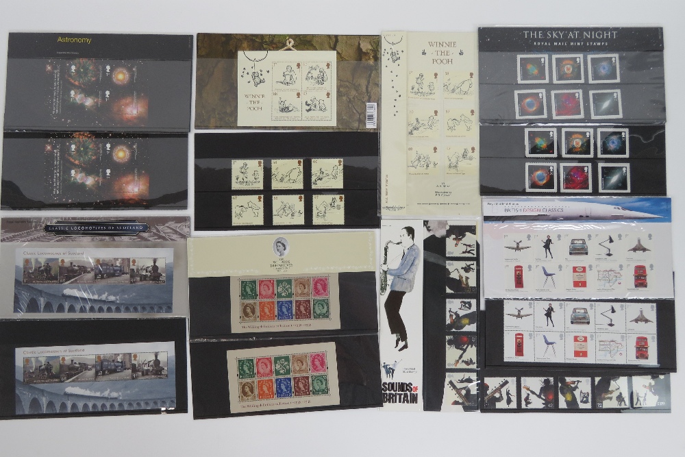 Seven Royal Mail mint presentation pack stamps with matching stamp sets; 'The Wilding Definitives',