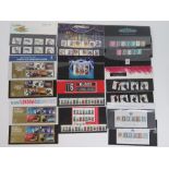 Eight Royal Mail mint presentation pack stamps with matching stamp sets;