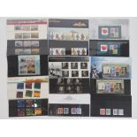 Seven Royal Mail mint presentation pack stamps with matching stamp sets; 'Definitive Stamps',