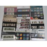 Eight Royal Mail mint presentation pack stamps with matching stamp sets; 'Definitive Stamps',