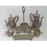 A four piece silver plated tea set,